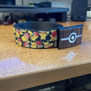 Vintage Pokemon Pikachu Nintendo Belt 2016 Black "Buckle-Down" w/ Bottle Opener